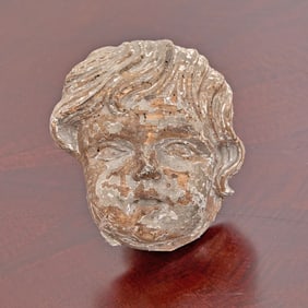 Italian Carved Wood Head of a Cherub