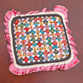Modern Multicolored Tufted Button Pillow