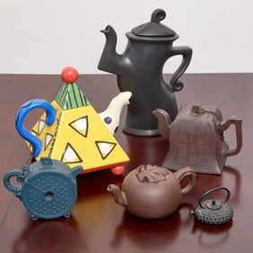Group of Six Assorted Ceramic Teapots