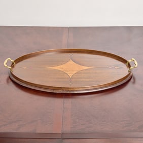 Edwardian Satinwood and Mahogany Two-Handled Serving Tray