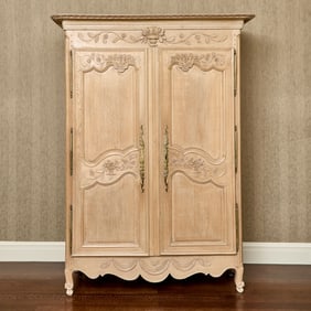 Louis XV Provincial Style Bleached Oak Armoire