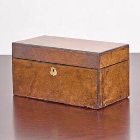 Victorian Ebony Banded Burl Walnut Tea Caddy