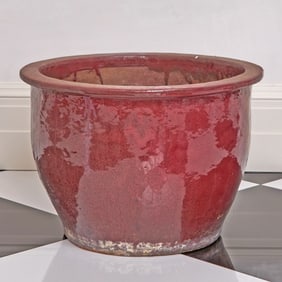 Large Oxblood Glazed Terracotta Planter