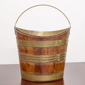 George III Mahogany and Brass-Banded Peat Bucket