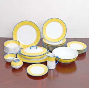 Ch. Field Haviland Limoges Yellow and Blue Porcelain Partial Dinner Service