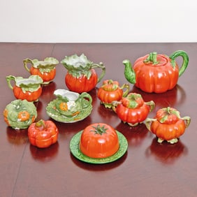 Seven Royal Bayreuth Porcelain Tomato-Themed Table Articles