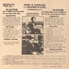 The famous Bonnie and Clyde "Wanted" broadside