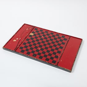 American Double-Sided Painted Checker Board/Parcheesi Game Board