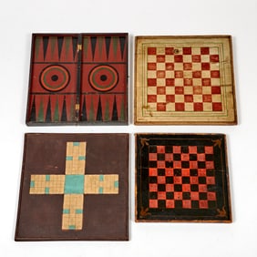 Group of Four American Painted Game Boards