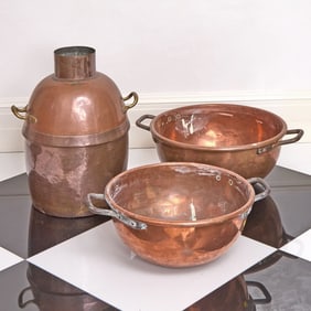 Three Large Copper Pots