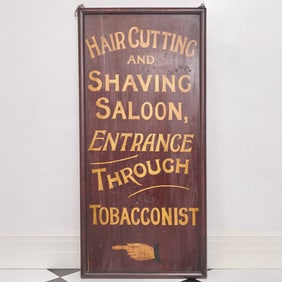 Haircutting and Shaving Saloon Sign