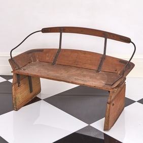 19th Century Wood and Metal Wagon Seat