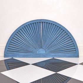 Blue Painted Half-Round Window Pediment