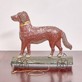 Victorian Painted Metal Dog Pull Toy