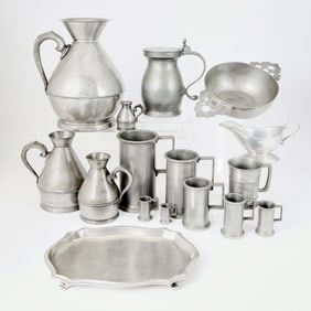 Group of Twenty Pewter Articles