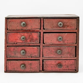 Victorian Painted Wood Eight-Drawer Spice Box