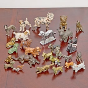 Group of Patinated and Cold-Painted Metal Figures of Dogs