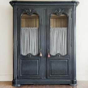 Louis XV Provincial Style Ebonized Armoire