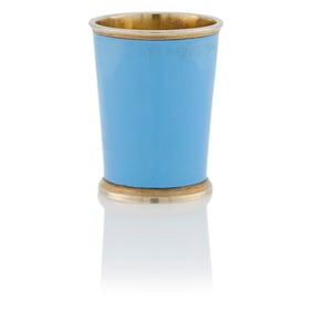 Russian Silver-Gilt, En Plein and Plique-à-Jour Enamel Vodka Cup