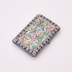 Russian Silver-Gilt and Cloisonné Enamel Cigarette Case