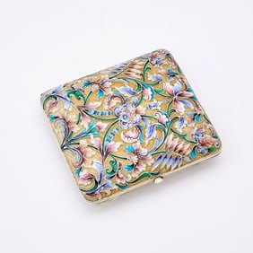 Russian Silver-Gilt and Cloisonné Enamel Cigarette Case