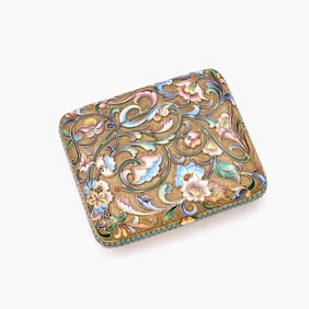 Russian Silver-Gilt and Cloisonné Enamel Cigarette Case