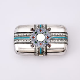 Russian Silver and Champlevé Enamel Cigarette Case