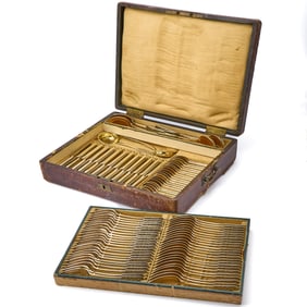 Russian Silver-Gilt and Niello Dessert Flatware Service