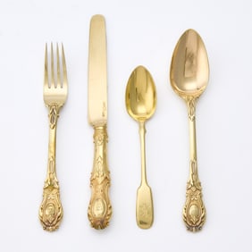 Russian Silver-Gilt Flatware Service