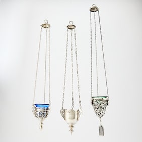 Three Russian Silver Lampadas