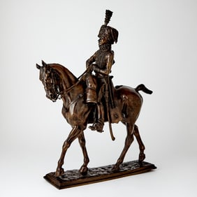 Bronze Group of a Hussar on Horseback
