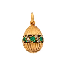 Russian Jeweled Gold Pendant Egg