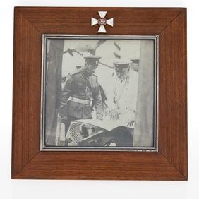 Fabergé Silver and Enamel Mounted Wood Photograph Frame