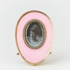 Russian Silver-Gilt and Guilloché Enamel Photograph Frame