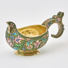 Russian Silver-Gilt and Cloisonné Enamel Kovsh