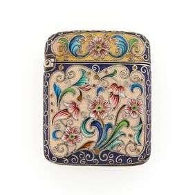Russian Silver and Cloisonné Enamel Vesta Case