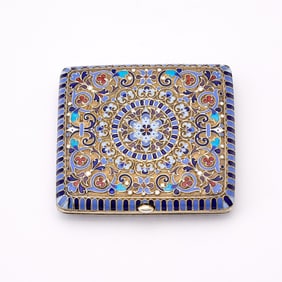 Russian Silver-Gilt and Cloisonné Enamel Cigarette Case