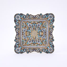 Russian Silver-Gilt and Cloisonné Enamel Tray