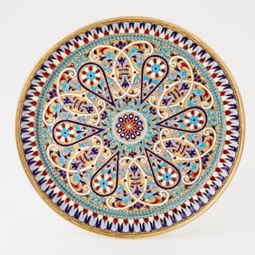 Russian Silver-Gilt and Cloisonné Enamel Tray