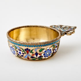 Russian Silver-Gilt and Cloisonné Enamel Charka