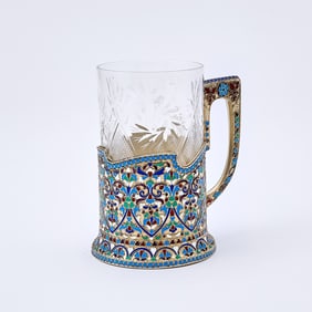 Russian Silver-Gilt and Cloisonné Enamel Tea Glass Holder