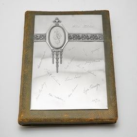 Russian Silver-Mounted Leather Folio Cover