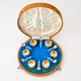 Set of Six Russian Silver Salts and Spoons