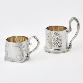 Two Russian Silver Tea Glass Holders