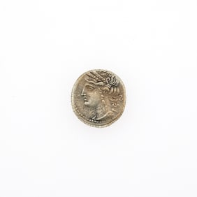 Carthage. c. 220-210 B.C.E. Electrum 3/8 Shekel (2.81g, 15mm).