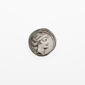 Q. Pomponius Musa. c. 66 B.C.E. AR Denarius (3.84g, 18mm).