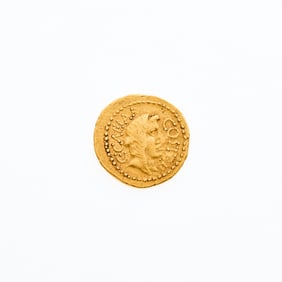 Julius Caesar, A. Hirtius (Moneyer). c. 46 B.C.E. AV Aureus (8.14g, 20mm).
