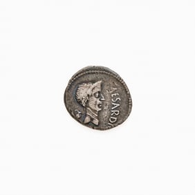 Julius Caesar and Mark Antony. c. 43 B.C.E. AR Denarius (3.65g, 19mm).