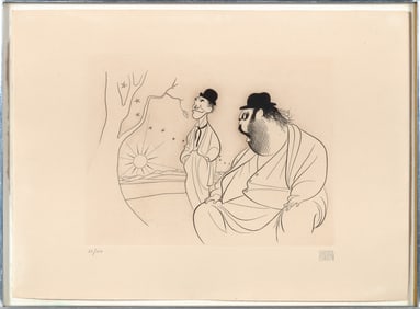 Hirschfeld offers Mostel and Meredith in Samuel Beckett's Waiting for Godot