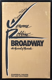 A scarce reflective gold poster signed by Jerome Robbins